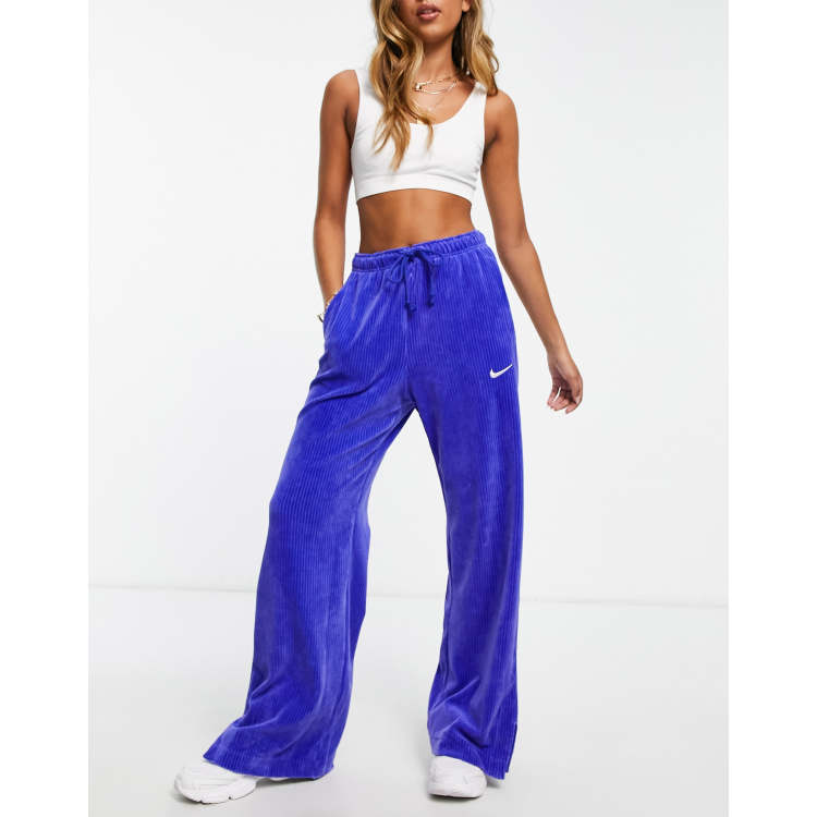 Nike velour wide leg pants in blue | ASOS
