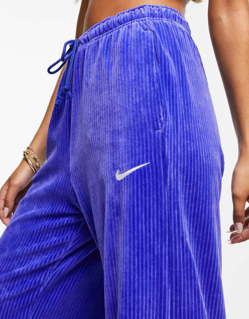 Nike Velour Wide Leg Pants in Blue