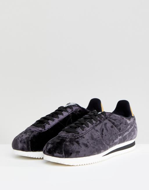 Nike cortez hot sale velvet black