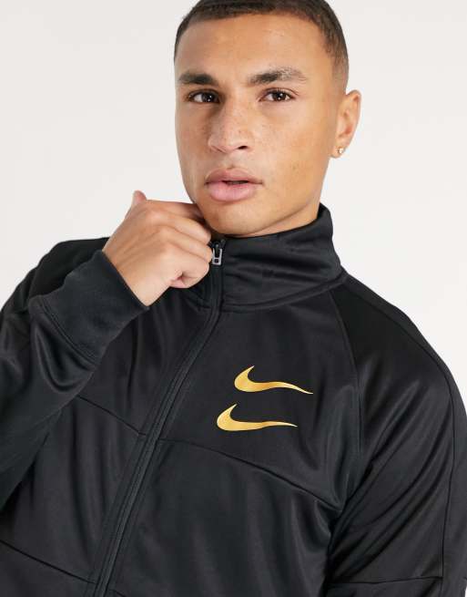 Nike Veste de surv tement logo virgule Noir et dor