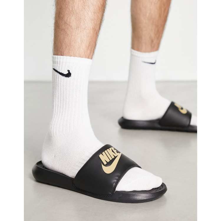 Nike slides black and rose gold hot sale