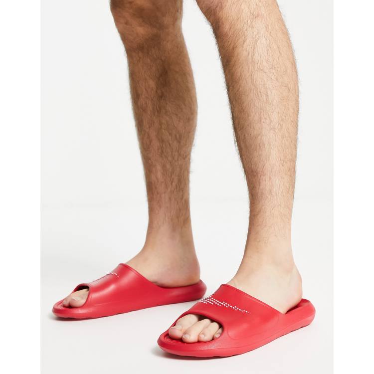 Red slides nike hot sale