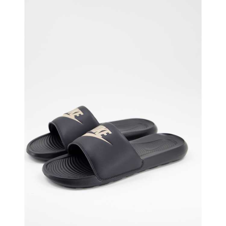 Nike Victori One slider in black and gold ASOS