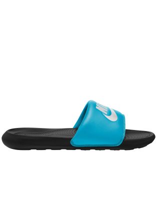 Nike Victori One Sliders In Aqua/black-blues In Blues