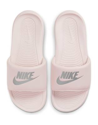 Nike Victori One sliders in barely rose 