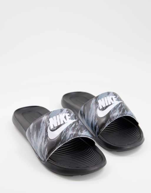 Nike Victori One sliders in marble print ASOS