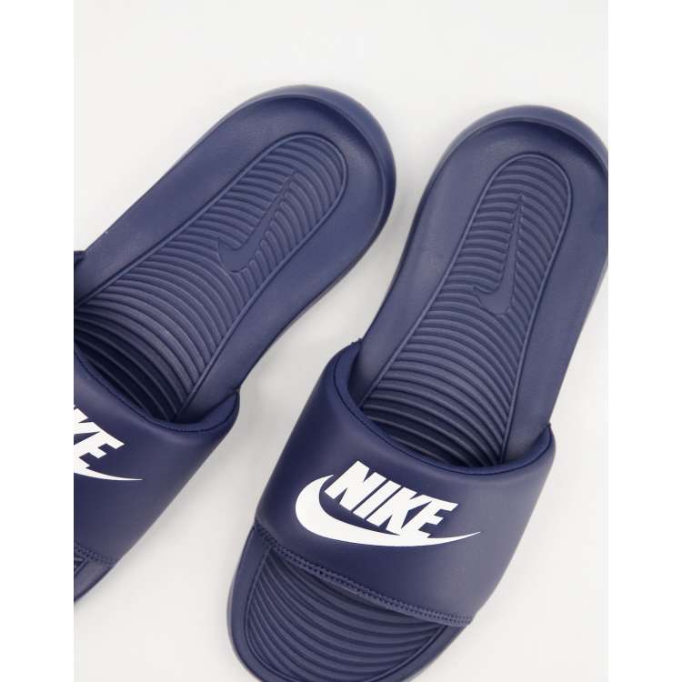 Nike kawa slide outlet navy blue