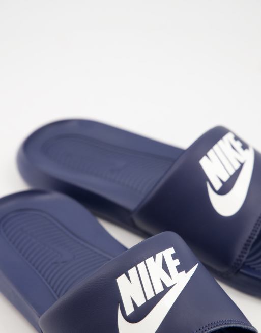 Nike store navy sliders