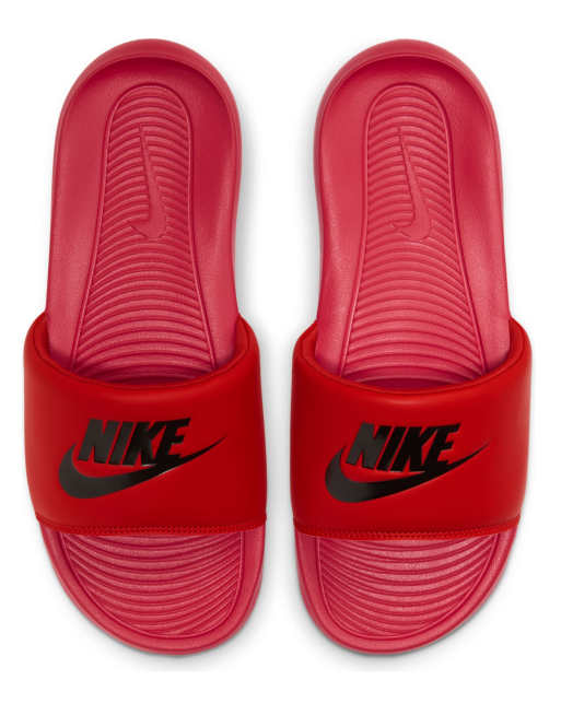 Red and best sale black slides nike