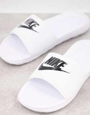 Black and discount white nike sliders