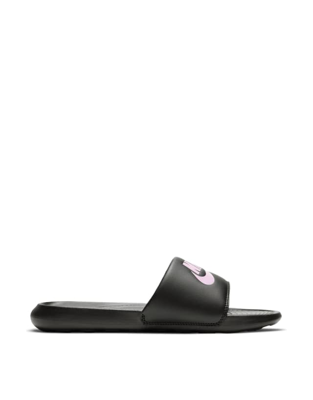 Nike Victori One slides in black/light arctic pink