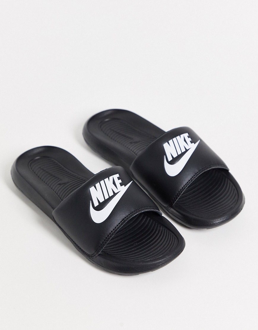 Shop Nike Victori One Slides In Black/white