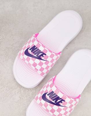 NIKE VICTORI ONE SLIDES IN WHITE AND PINK,CN9676-100