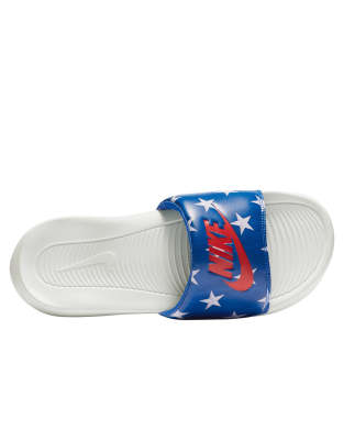 NIKE VICTORI ONE STAR PRINT SLIDES IN WHITE/GAME ROYAL,CN9676-400