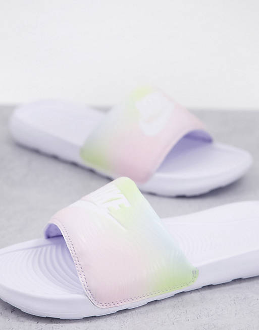 Nike Victori sliders in pastel ombre print