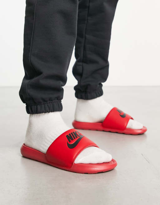 Nike slides discount with red logo