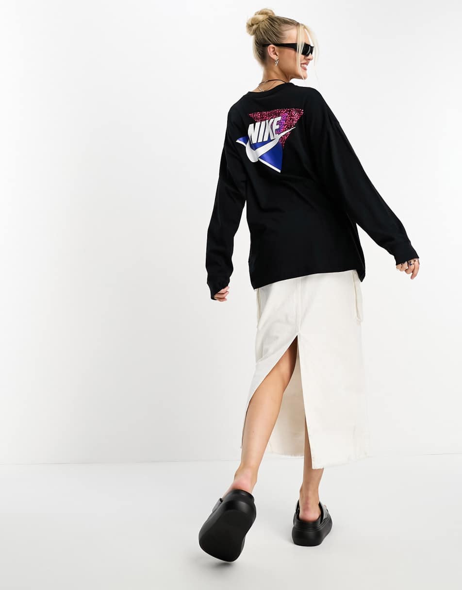 Nike vintage back print long sleeve t-shirt in black