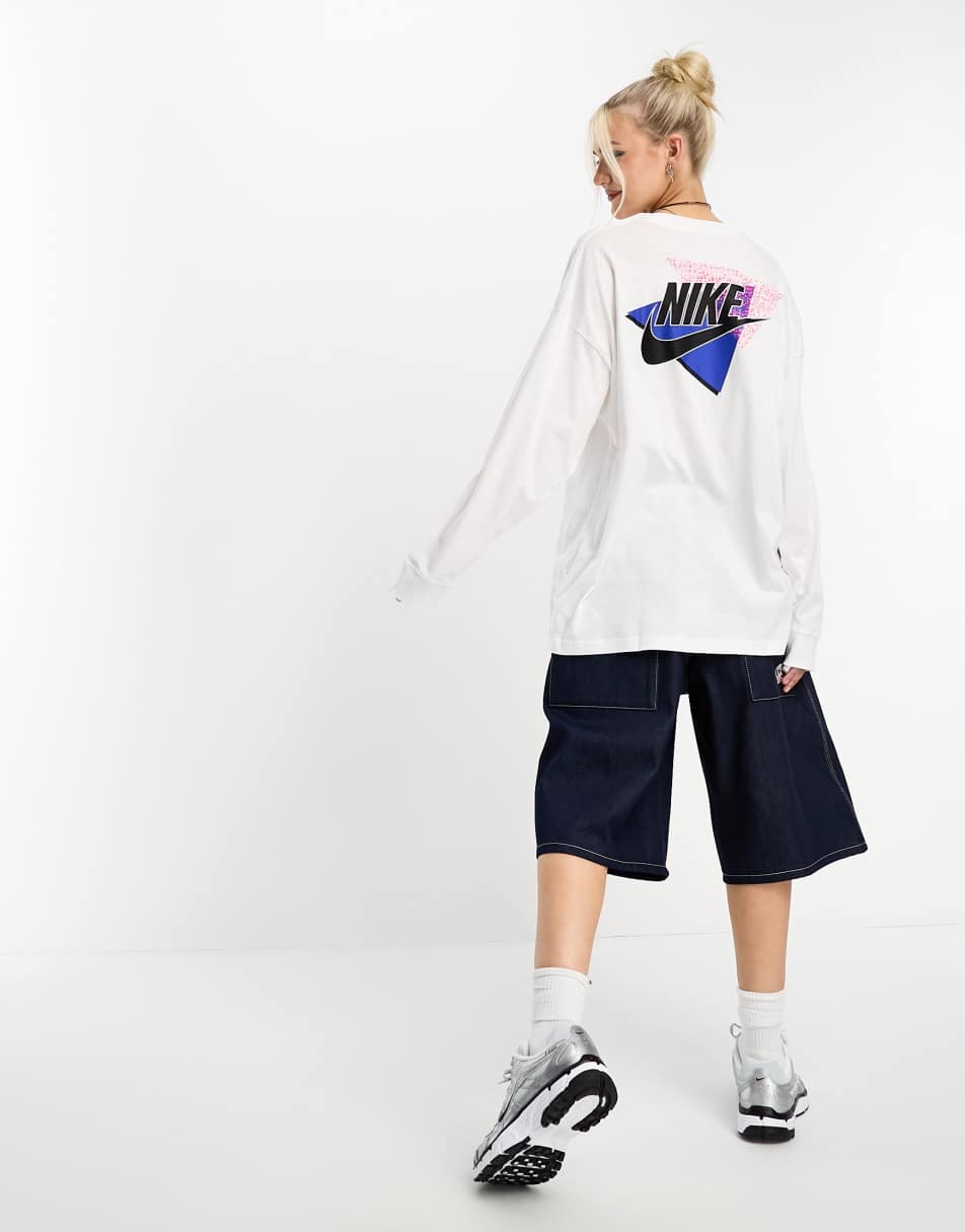 Nike vintage back print long sleeve t-shirt in white