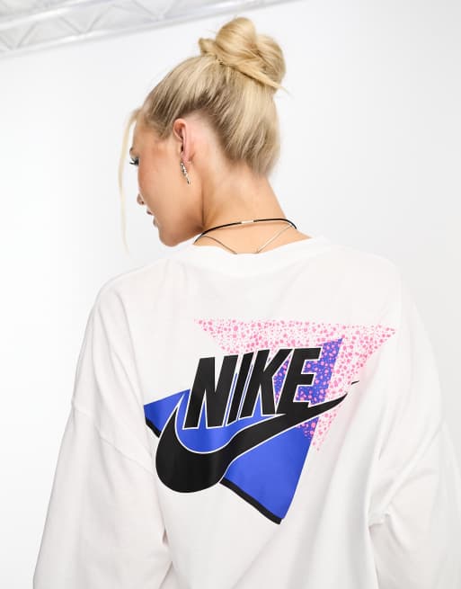 Nike vintage back print long sleeve t shirt in white