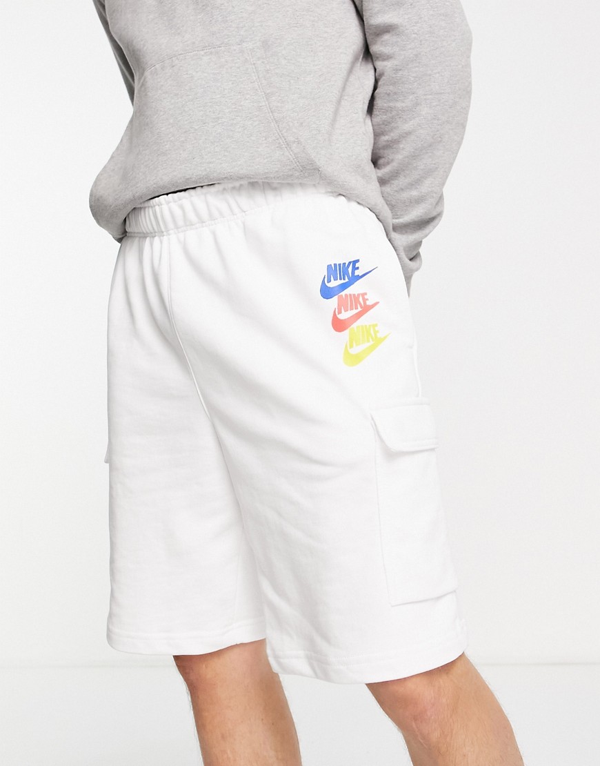 nike - vita shorts med flera loggor-vit/a