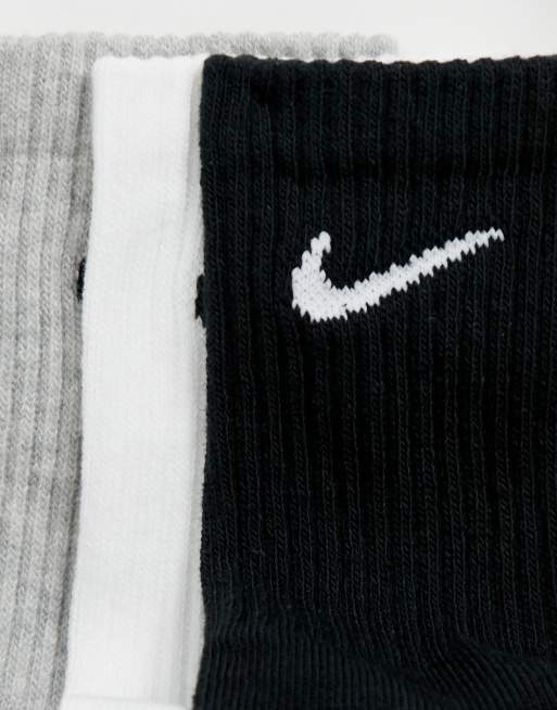 Nike – Vita, svarta och grå träningsstrumpor med swoosh-logga i 3-pack, 3 av 4