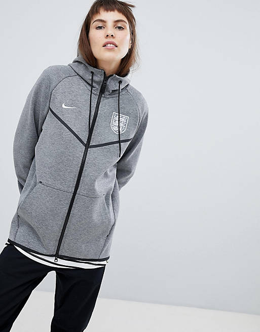 kleurstof ruw Een evenement Nike - Voetbal - Engeland - Tech fleece hoodie in grijs - 927418-091 | ASOS