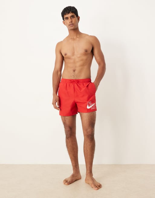 Nike – Volley – Badeshorts in Rot, 5 Zoll Schrittlänge, 2 von 5