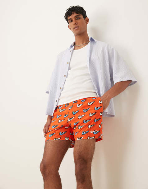 Nike 5 inch Volley multi print swim shorts in orange