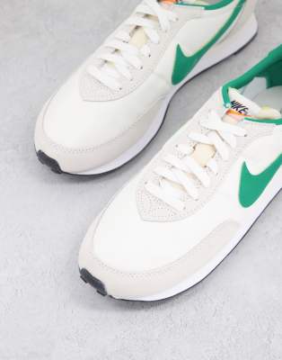 white nike trainers with green tick