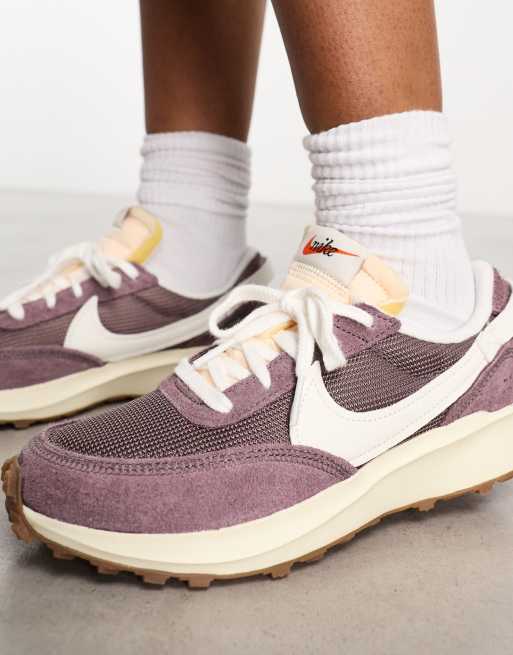 Nike Waffle Debut sneakers in plum and off white