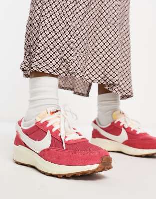 NIKE WAFFLE DEBUT SNEAKERS IN RED