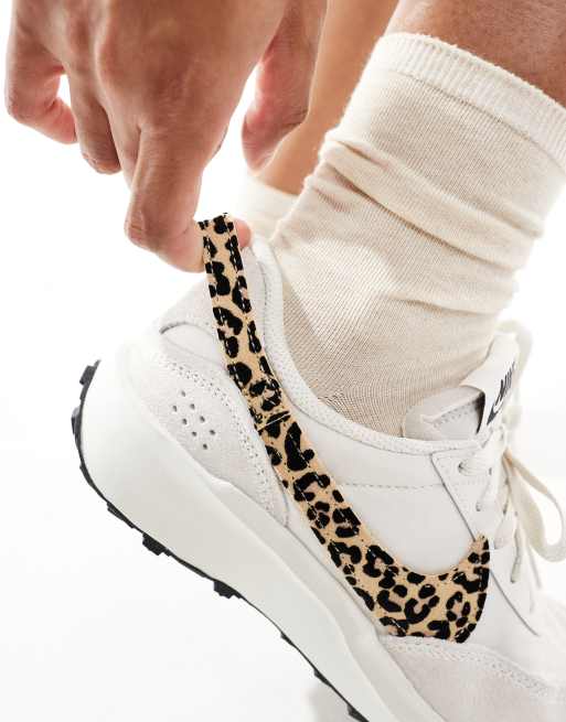 Nike Waffle Debut sneakers in white and leopard print | ASOS