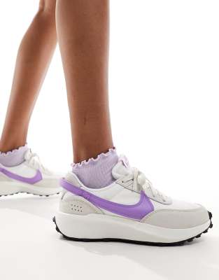 NIKE WAFFLE DEBUT SNEAKERS IN WHITE & PURPLE