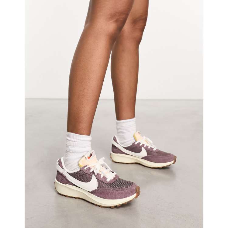 Nike Waffle Debut trainers in plum and off white