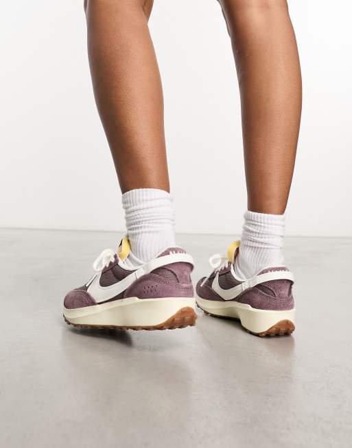 Nike Waffle Debut trainers in plum and off white