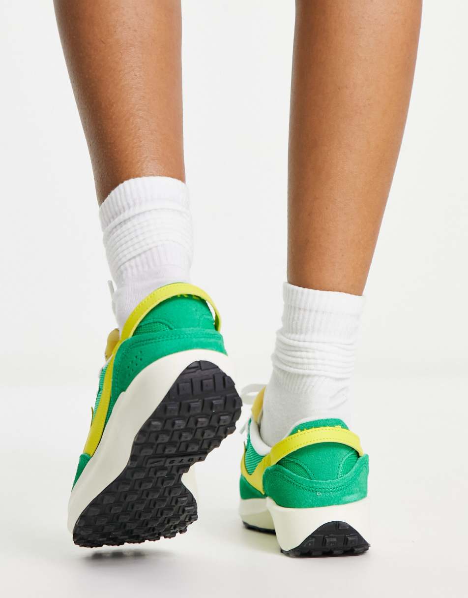 Nike Waffle Debut vintage trainers in stadium green and opti yellow 0