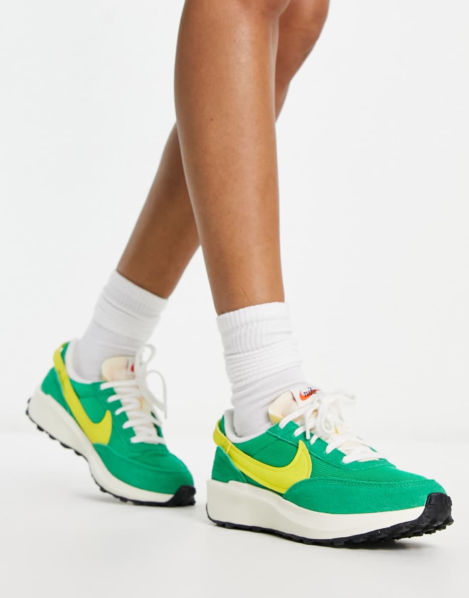 Nike Waffle Debut vintage trainers in stadium green and opti yellow 1