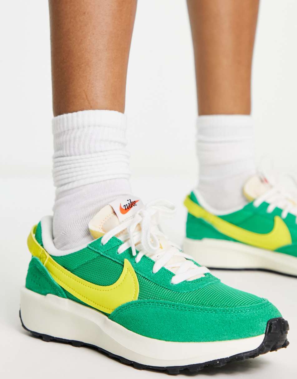 Nike Waffle Debut vintage trainers in stadium green and opti yellow 2