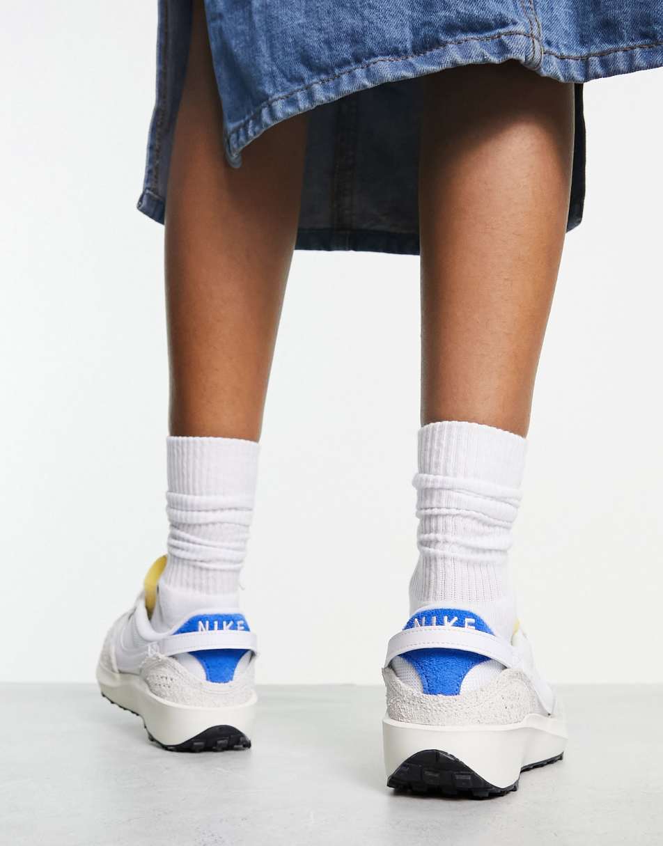 Nike Waffle Debut vintage trainers in summit white and game royal 0