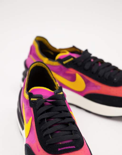 Nike - Waffle One - Baskets - Noir, rose et orange, 2 de 4