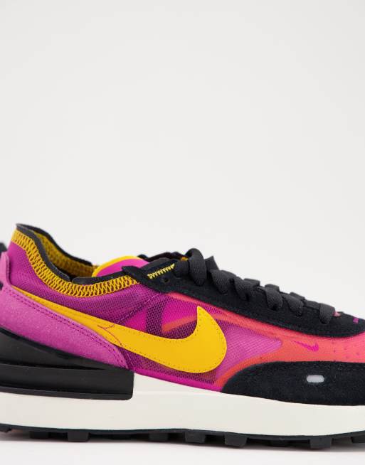 Nike - Waffle One - Baskets - Noir, rose et orange, 4 de 4