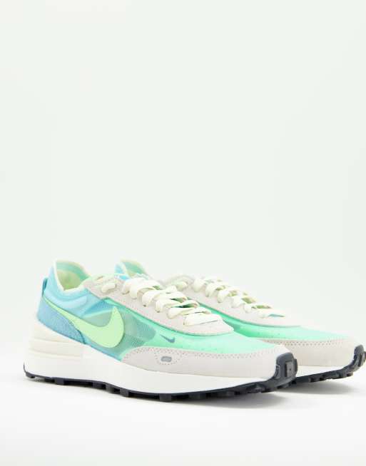 Nike – Waffle One – Buty sportowe w kolorze niebieskim i neonowozielonym