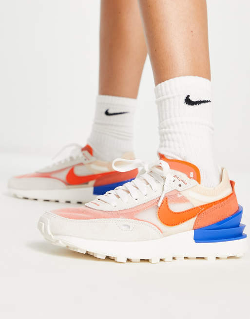 Blue orange shop and white nikes