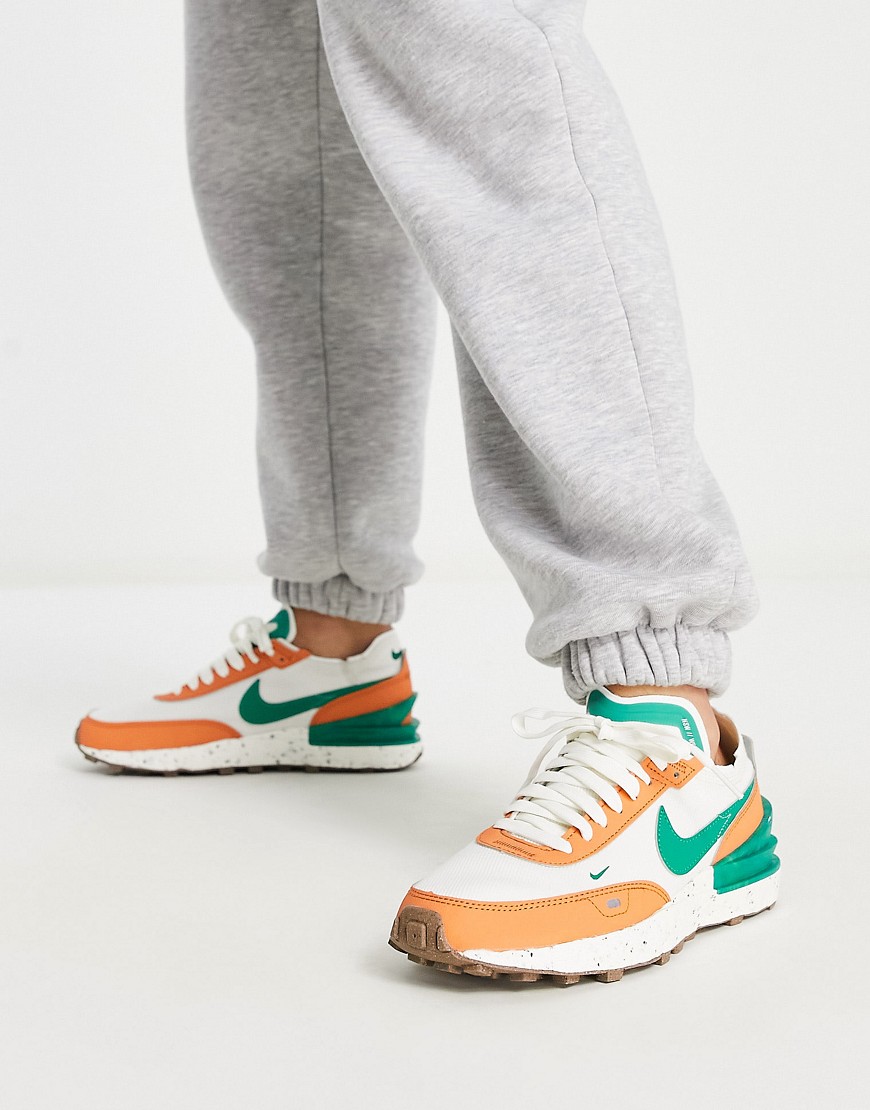 Nike Waffle One Crater sneakers in sail/malachite-White