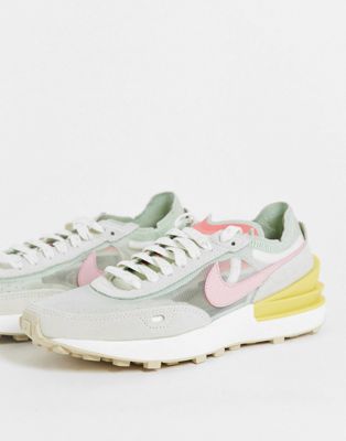 Nike Waffle One Crater trainers in grey and pastel tones