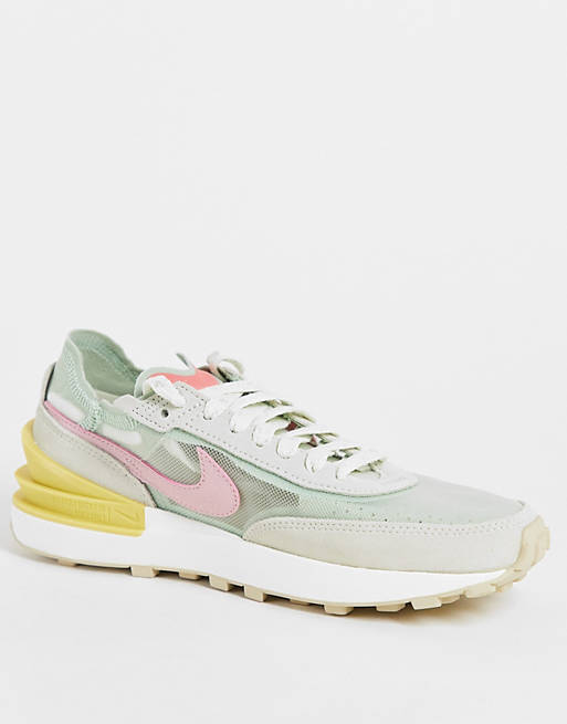 Trainers/Nike Waffle One Crater trainers in grey and pastel tones 