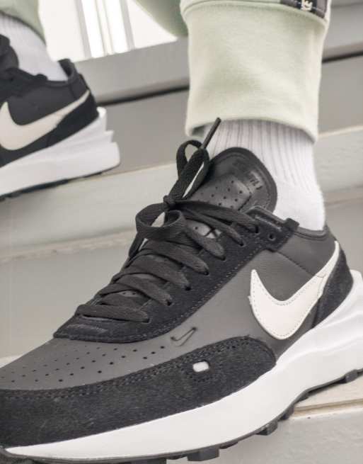 Men's nike black leather on sale sneakers