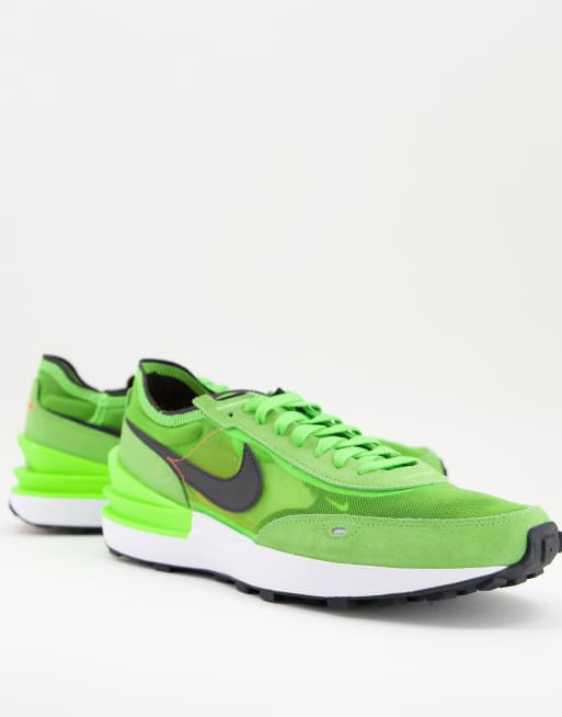 Nike Waffle One mesh sneakers in electric green