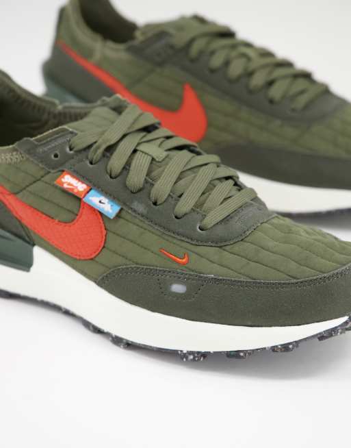 nike waffle one premium sneakers in medium olive