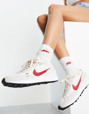 Nike Waffle One SE trainers in cream and gym red - ASOS Price Checker